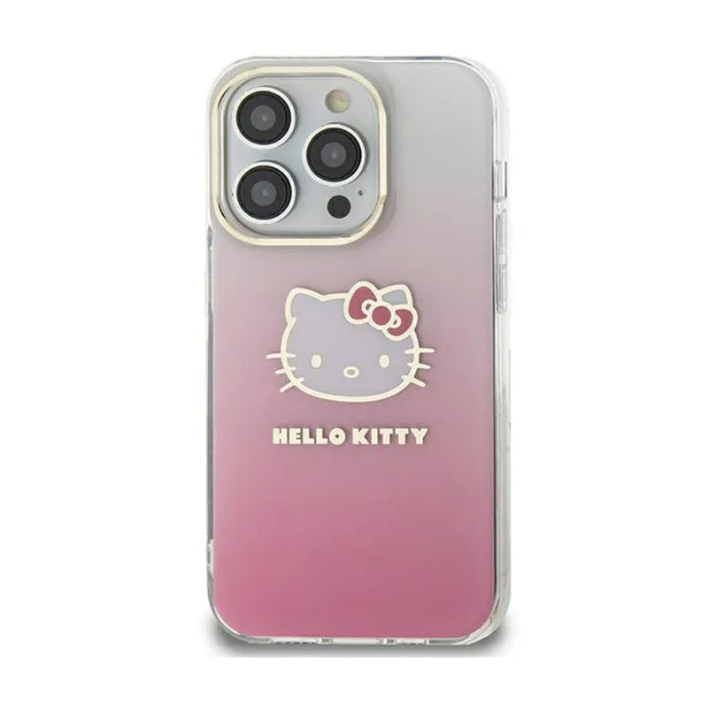 „Hello Kitty“ IML gradiento elektrop. „Kitty Head“ – „iPhone 15“ dėklas (rožinis)