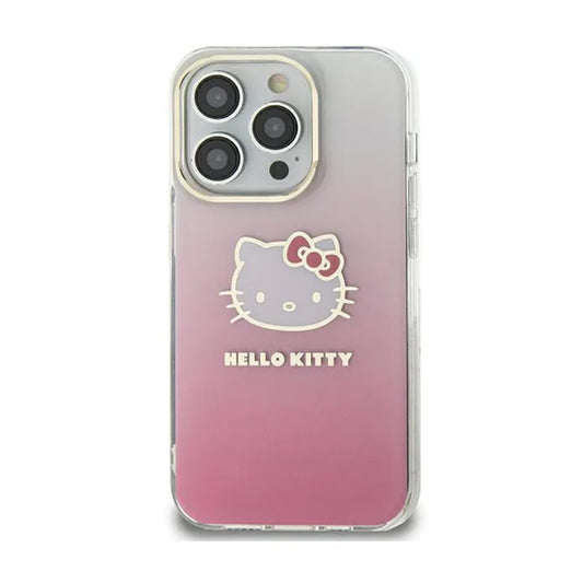 „Hello Kitty“ IML gradiento elektrop. „Kitty Head“ – „iPhone 15“ dėklas (rožinis)