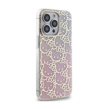 Hello Kitty IML gradiento elektropavojingas „Crowded Kitty Head“ – dėklas, skirtas „iPhone 14 Pro Max“ (rožinis)