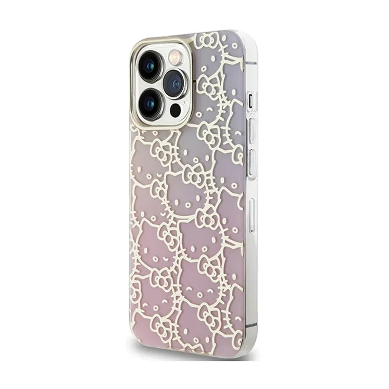 Hello Kitty IML gradiento elektropavojingas „Crowded Kitty Head“ – dėklas, skirtas „iPhone 14 Pro Max“ (rožinis)