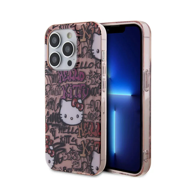 Hello Kitty IML Tags Graffiti – iPhone 15 Pro dėklas (rožinis)