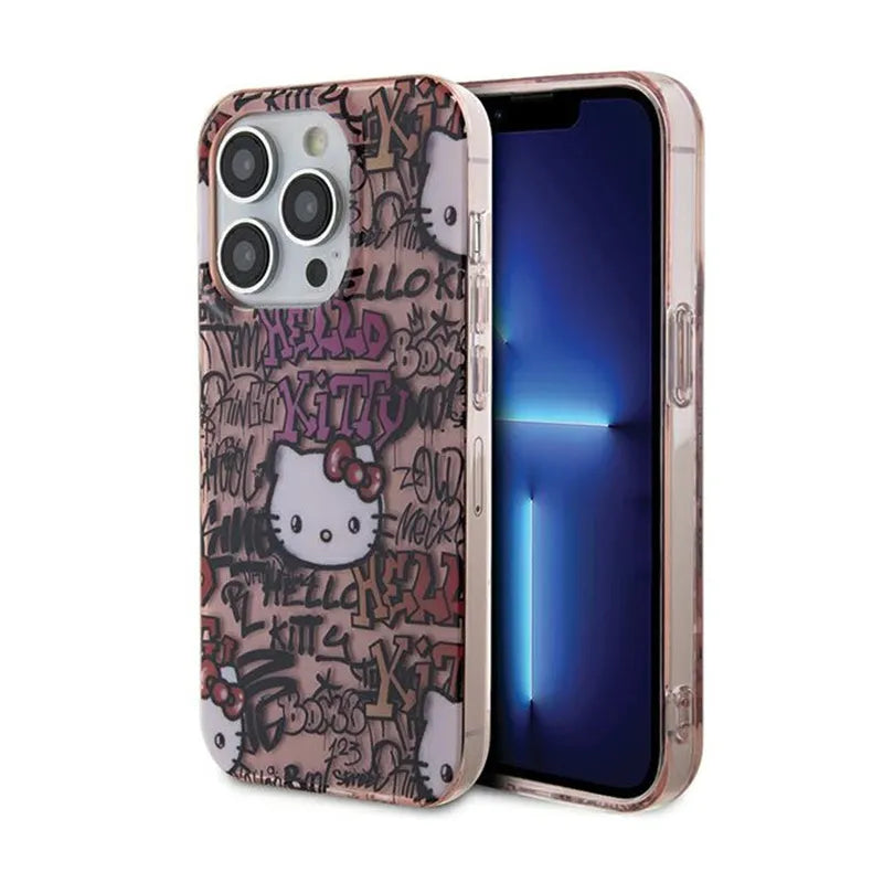 Hello Kitty IML Tags Graffiti – iPhone 15 Pro Max dėklas (rožinis)