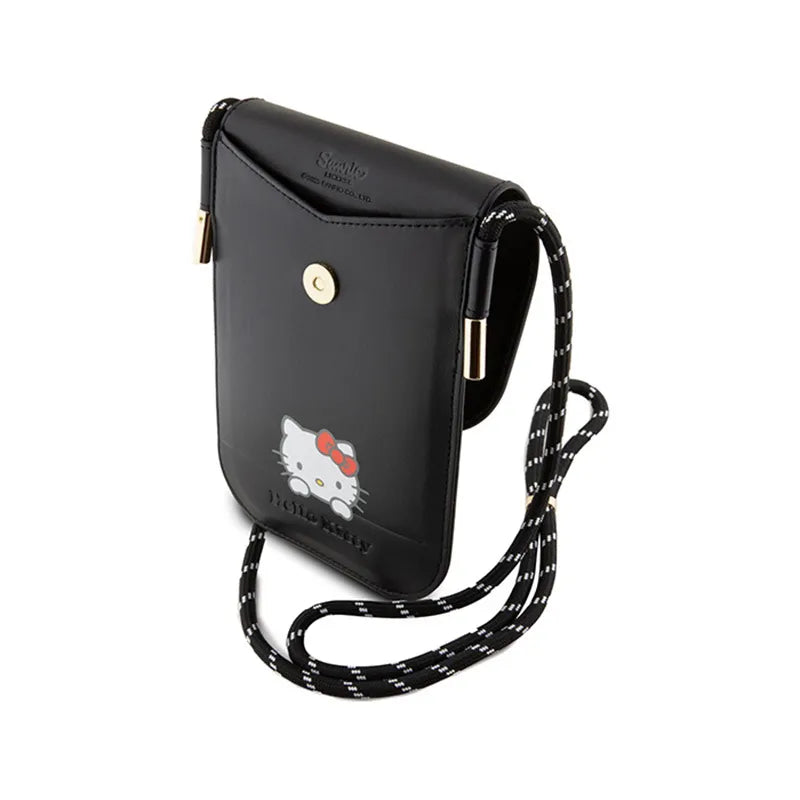 Hello Kitty Leather Daydreaming Cord – Telefono rankinė per petį (juoda)