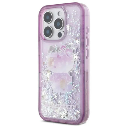 Hello Kitty Liquid Glitter 50-mečio vakarėlis – dėklas iPhone 16 Pro (violetinis)