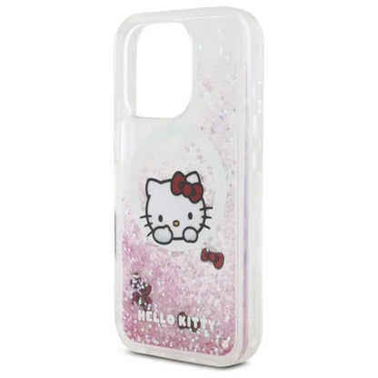 Hello Kitty Liquid Glitter Sweet Kitty Bows MagSafe – dėklas iPhone 16 Pro (baltas)