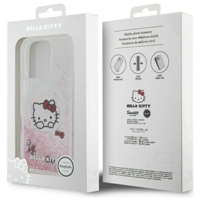Hello Kitty Liquid Glitter Sweet Kitty Bows MagSafe – dėklas, skirtas iPhone 16 Pro Max (baltas)