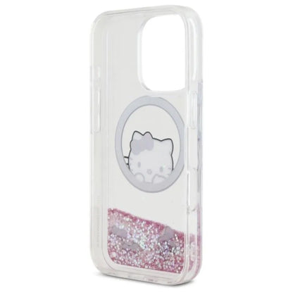 Hello Kitty Liquid Glitter Sweet Kitty Bows MagSafe – dėklas, skirtas iPhone 16 Pro Max (baltas)