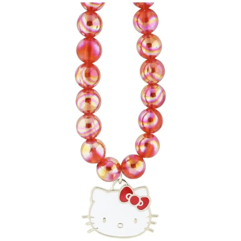 Hello Kitty Perliukų Katytės Galva - Telefono Pakabukas (Raudonas)
