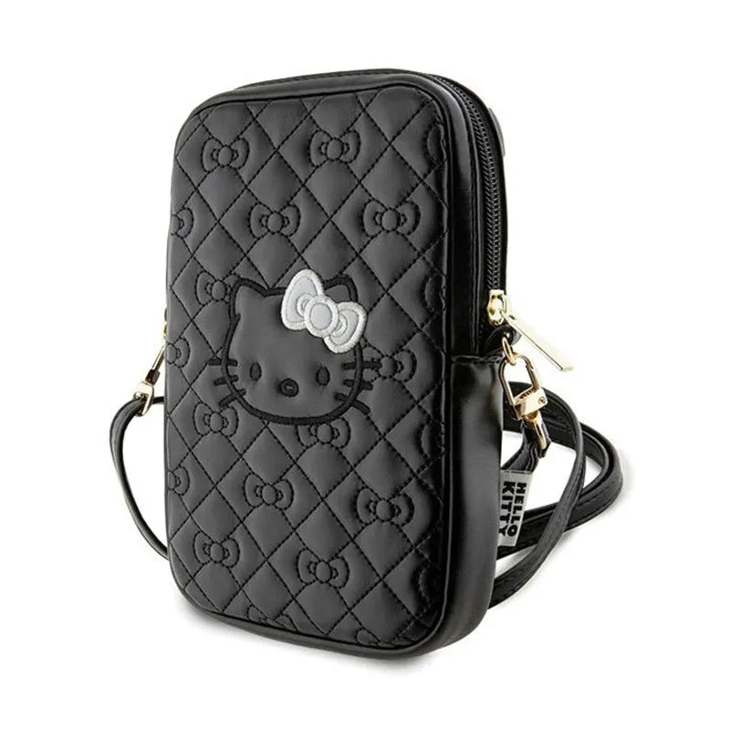 Hello Kitty Quilted Bows Strap - Krosinis krepšys telefonui (juodas)