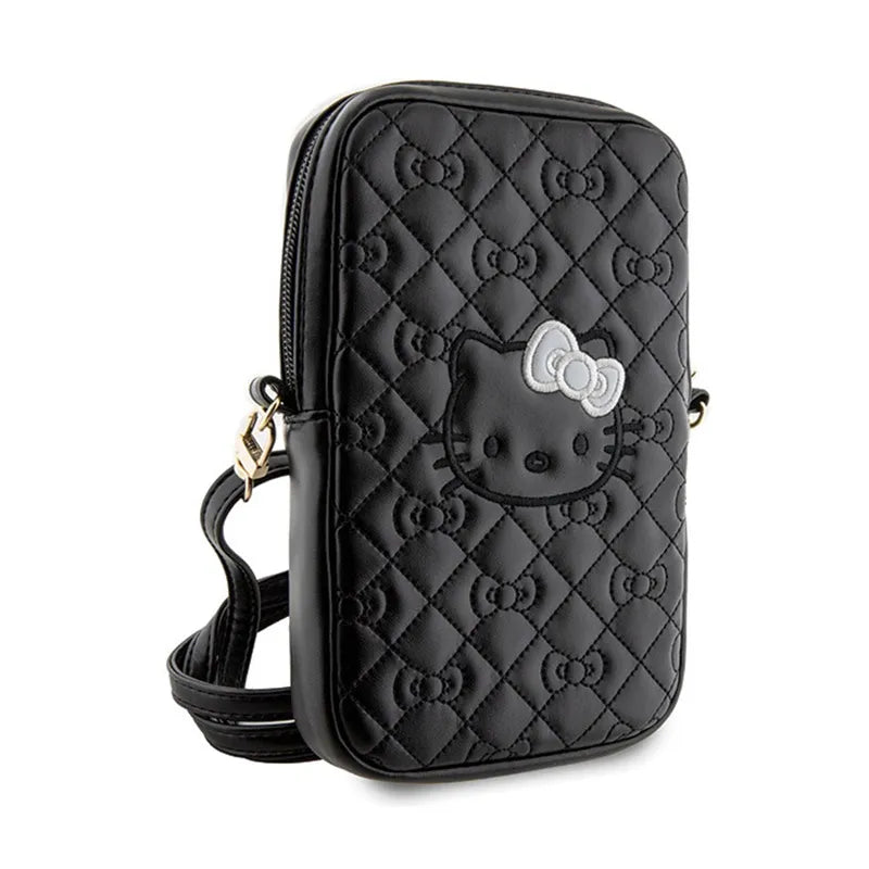 Hello Kitty Quilted Bows Strap - Krosinis krepšys telefonui (juodas)