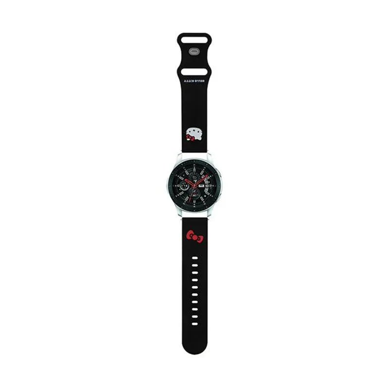 Hello Kitty Silikoninė Kačiuko Galva – Universalus dirželis išmaniajam laikrodžiui 22 mm (juoda)
