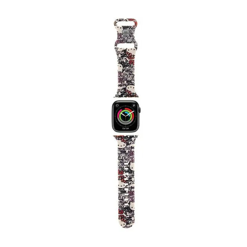 Hello Kitty silikoninės apyrankės „Graffiti“ – dirželis „Apple Watch“ 38/40/41 mm (smėlio spalvos)