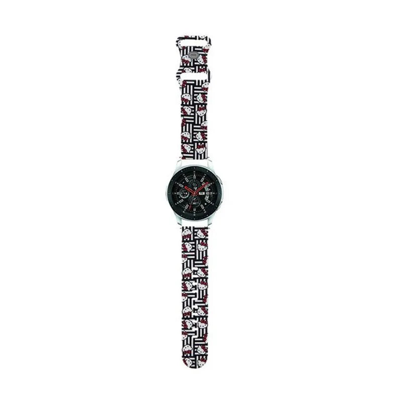 Hello Kitty silikoninės galvos ir juostelės – universalus 22 mm išmaniojo laikrodžio dirželis (juodas)