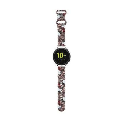 Hello Kitty silikoniniai žymekliai „Graffiti“ – universalus 20 mm išmaniojo laikrodžio dirželis (rožinis)