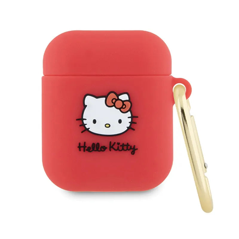 Hello Kitty silikoninis 3D katytės galvutės dėklas – skirtas AirPods 1/2 kartai (fuksija)