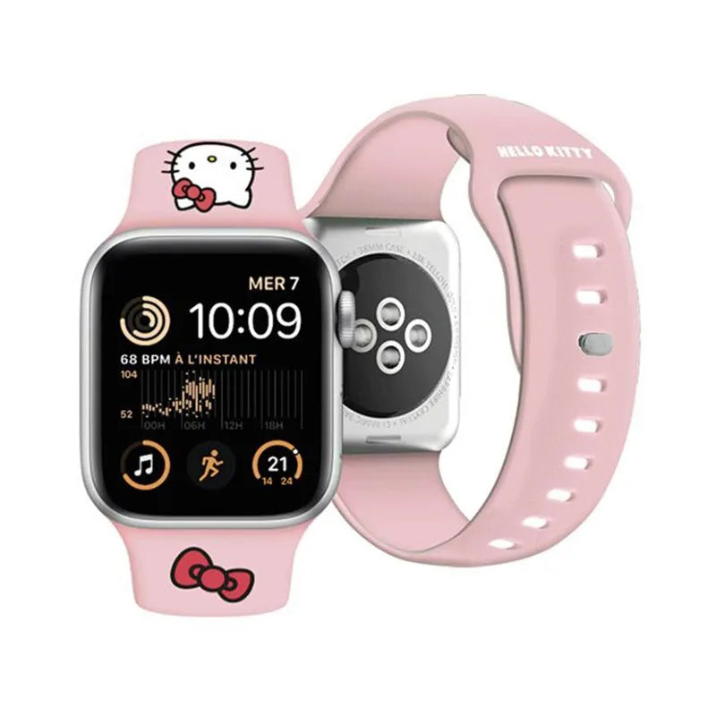 „Hello Kitty“ silikoninis apyrankė „Kitty Head“ – „Apple Watch“ 42/44/45/49 mm (rožinė)