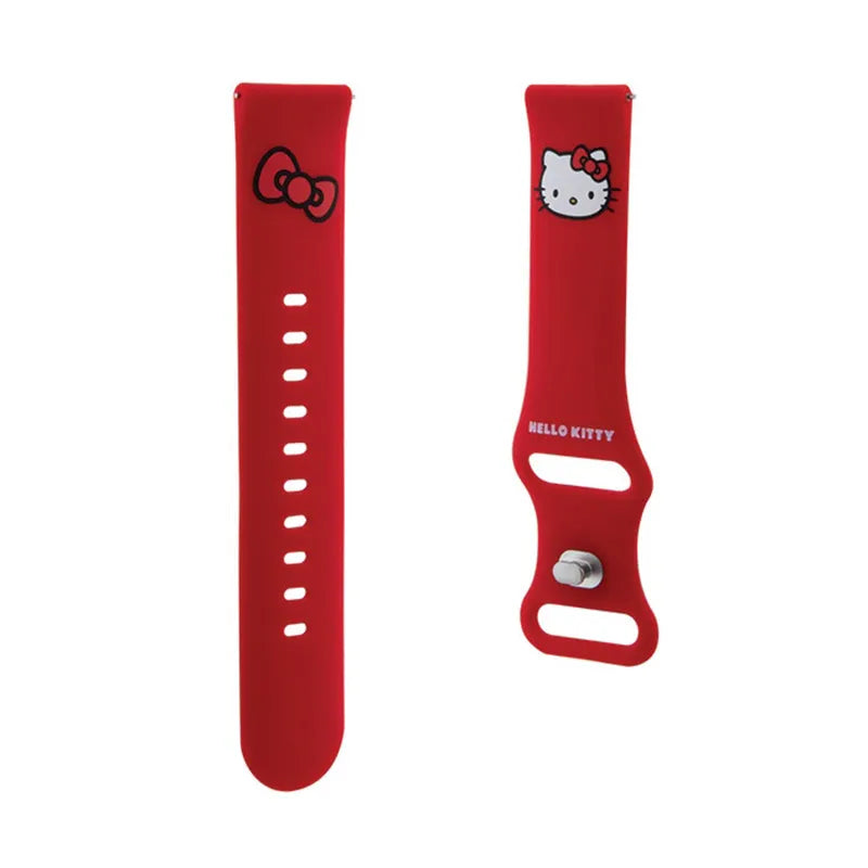 „Hello Kitty“ silikoninis „Kitty Head“ – universalus 20 mm išmaniojo laikrodžio dirželis (raudonas)
