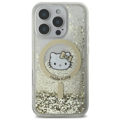 Hello Kitty skystantys blizgučiai „Fever MagSafe“ – dėklas, skirtas „iPhone 16 Pro Max“ (baltas/auksinis)
