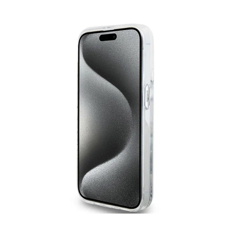 Hello Kitty skystantys blizgučiai, katės galva – iPhone 14 Pro dėklas (sidabrinis)