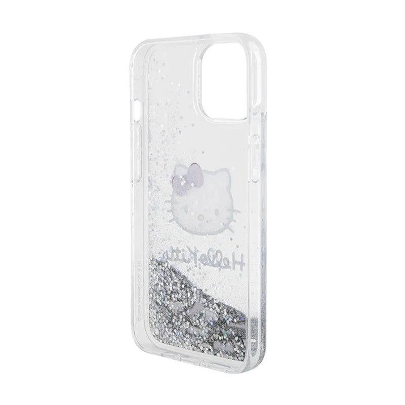 Hello Kitty skystantys blizgučiai pakabukai Kitty Head – iPhone 14 dėklas (sidabrinis)