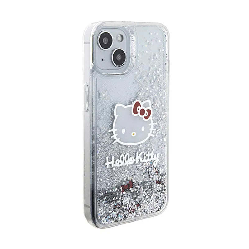 Hello Kitty skystantys blizgučiai pakabukai Kitty Head – iPhone 14 dėklas (sidabrinis)