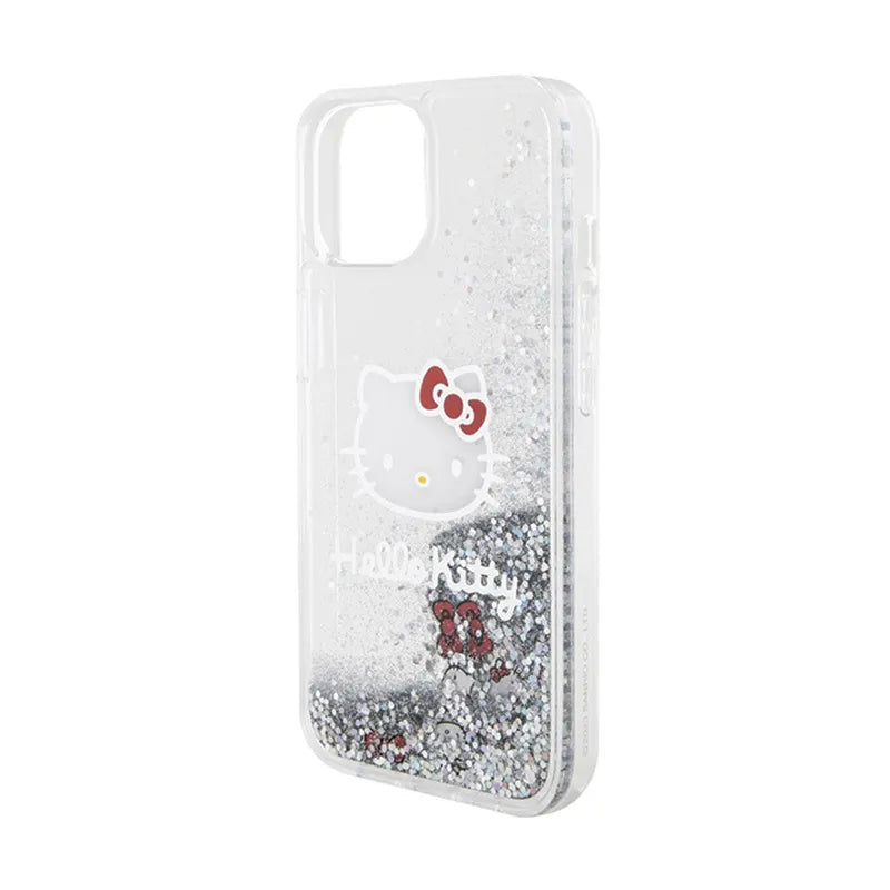 Hello Kitty skystantys blizgučiai pakabukai Kitty Head – iPhone 14 dėklas (sidabrinis)