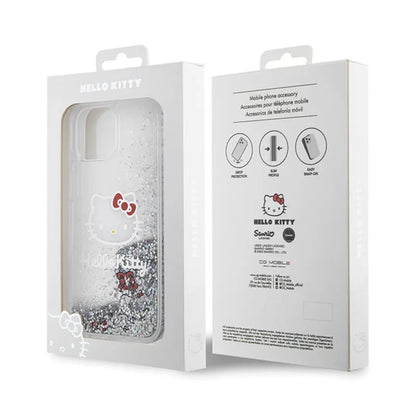 Hello Kitty skystantys blizgučiai pakabukai Kitty Head – iPhone 14 dėklas (sidabrinis)