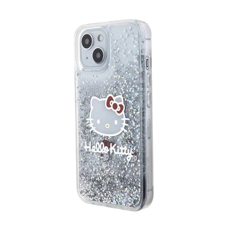 Hello Kitty skystantys blizgučiai pakabukai Kitty Head – iPhone 14 dėklas (sidabrinis)