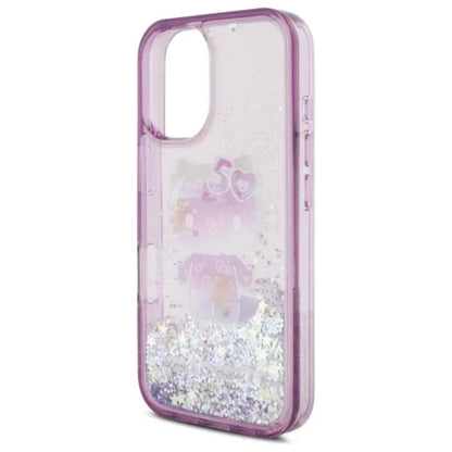 Hello Kitty skysti blizgučiai 50-ojo jubiliejaus vakarėlis – dėklas, skirtas iPhone 16 (violetinis)