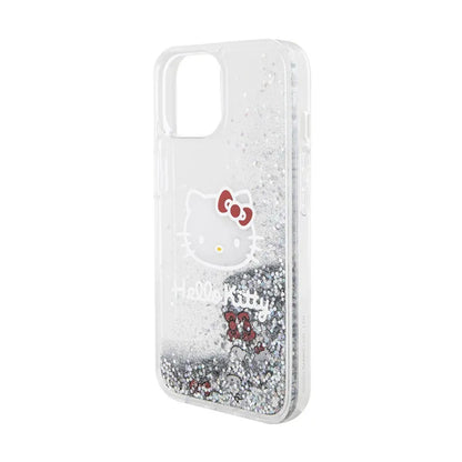 „Hello Kitty“ skystų blizgučių pakabukai „Kitty Head“ – „iPhone 15“ dėklas (sidabrinis)