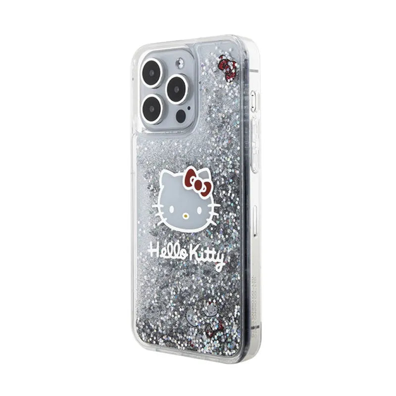 „Hello Kitty“ skystų blizgučių pakabukai „Kitty Head“ – „iPhone 15 Pro Max“ dėklas (sidabrinis)