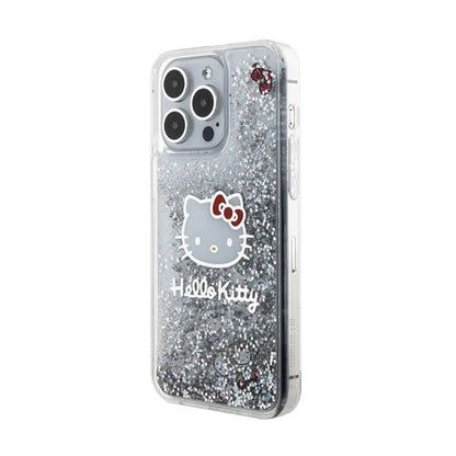 „Hello Kitty“ skystų blizgučių pakabukai „Kitty Head“ – „iPhone 15 Pro Max“ dėklas (sidabrinis)