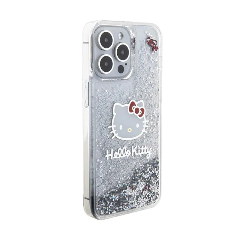 „Hello Kitty“ skystų blizgučių pakabukai „Kitty Head“ – „iPhone 15 Pro Max“ dėklas (sidabrinis)