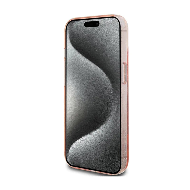 Hello Kitty žiedinis stovas su blizgučiais ir Electrop logotipu, skirtas MagSafe – dėklas iPhone 15 Pro Max (rožinis)