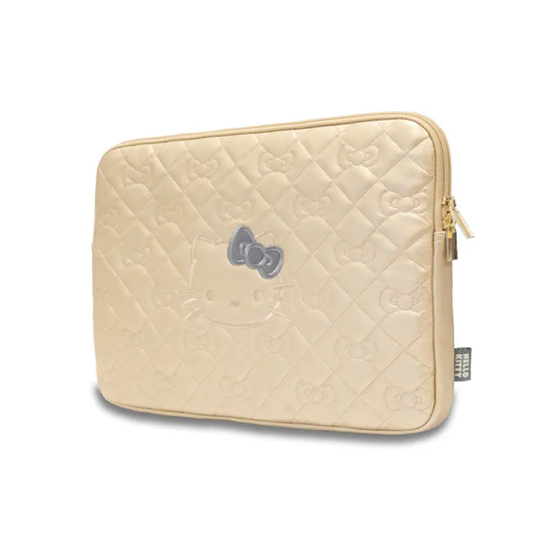 Hello Kitty Zip PU Quilted Bows Sleeve - nešiojamojo kompiuterio dėklas 13" / 14" (aukso spalvos)