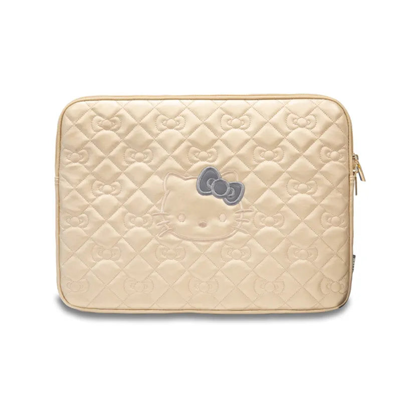 Hello Kitty Zip PU Quilted Bows Sleeve - nešiojamojo kompiuterio dėklas 13" / 14" (aukso spalvos)