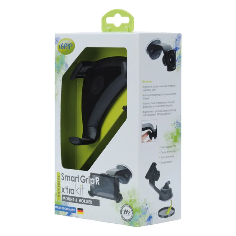iGrip Universal Smart Grip'R x'tra Kit - Universalus automobilinis laikiklis išmaniesiems telefonams 56-81 mm pločio, 114-138 mm aukščio