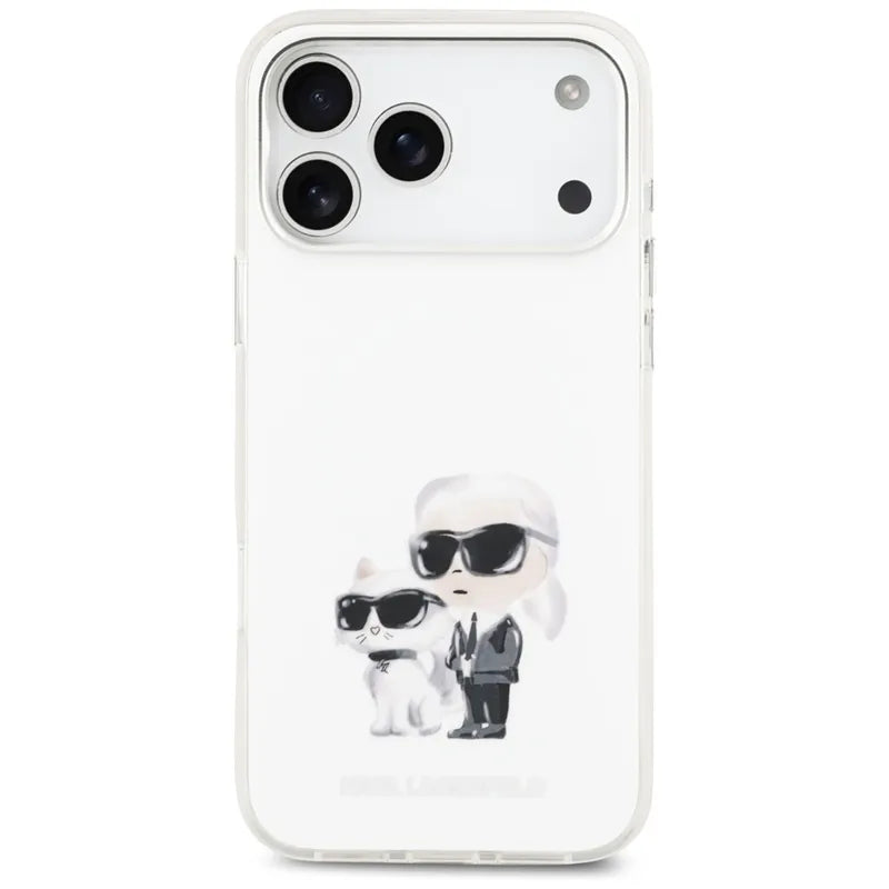 IML akvarelė Karl & Choupette & Logotipas MagSafe dėklas iPhone 17 Pro Max (baltas) - Karl Lagerfeld