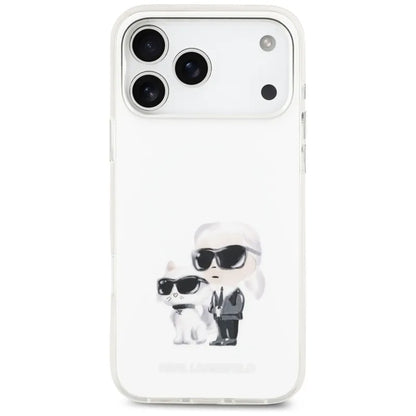 IML akvarelė Karl & Choupette & Logotipas MagSafe dėklas iPhone 17 Pro Max (baltas) - Karl Lagerfeld