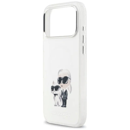 IML akvarelė Karl & Choupette & Logotipas MagSafe dėklas iPhone 17 Pro Max (baltas) - Karl Lagerfeld