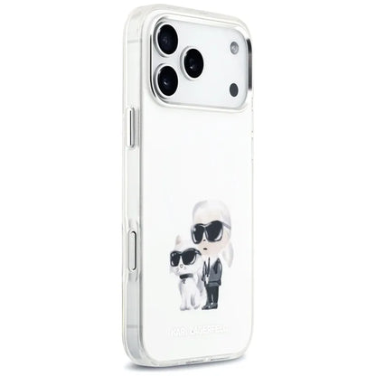 IML akvarelė Karl & Choupette & Logotipas MagSafe dėklas iPhone 17 Pro Max (baltas) - Karl Lagerfeld