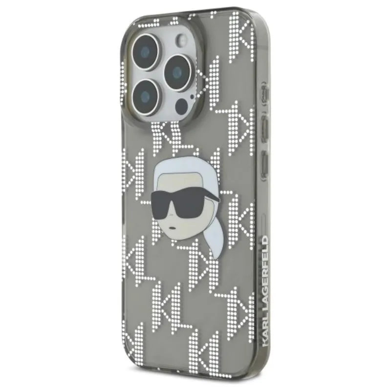 IML Karl Head su metalo danga - dėklas iPhone 16 Pro Max (juodas) Karl Lagerfeld