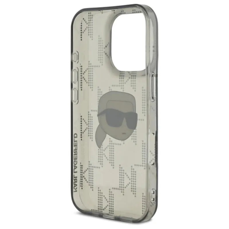 IML Karl Head su metalo danga - dėklas iPhone 16 Pro Max (juodas) Karl Lagerfeld