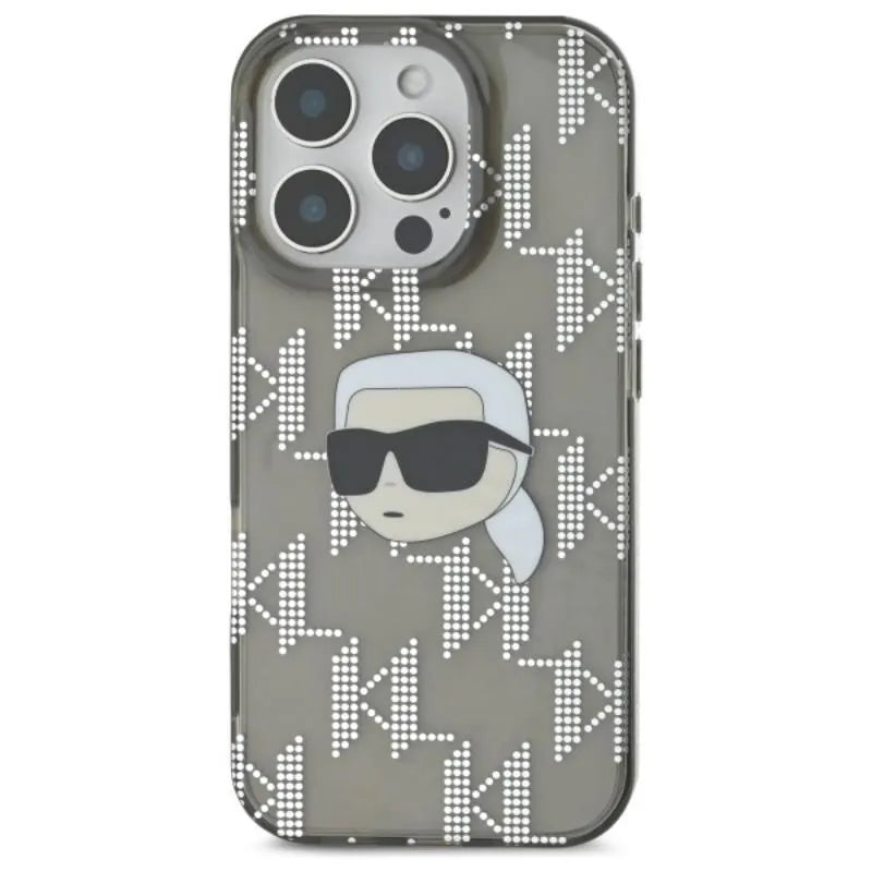 IML Karl Head su metalo danga - dėklas iPhone 16 Pro Max (juodas) Karl Lagerfeld