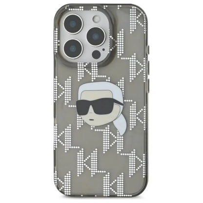 IML Karl Head su metalo danga - dėklas iPhone 16 Pro Max (juodas) Karl Lagerfeld