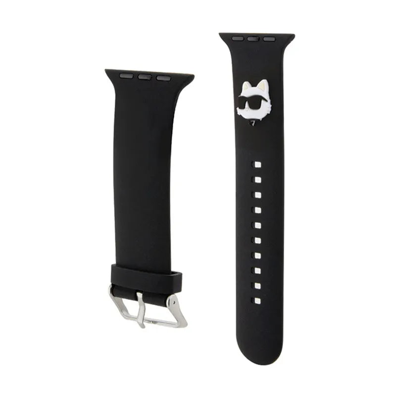 Karl Lagerfeld 3D guminė „Choupette“ galva NFT – dirželis, skirtas „Apple Watch 42/44/45/49 mm“ (juodas)