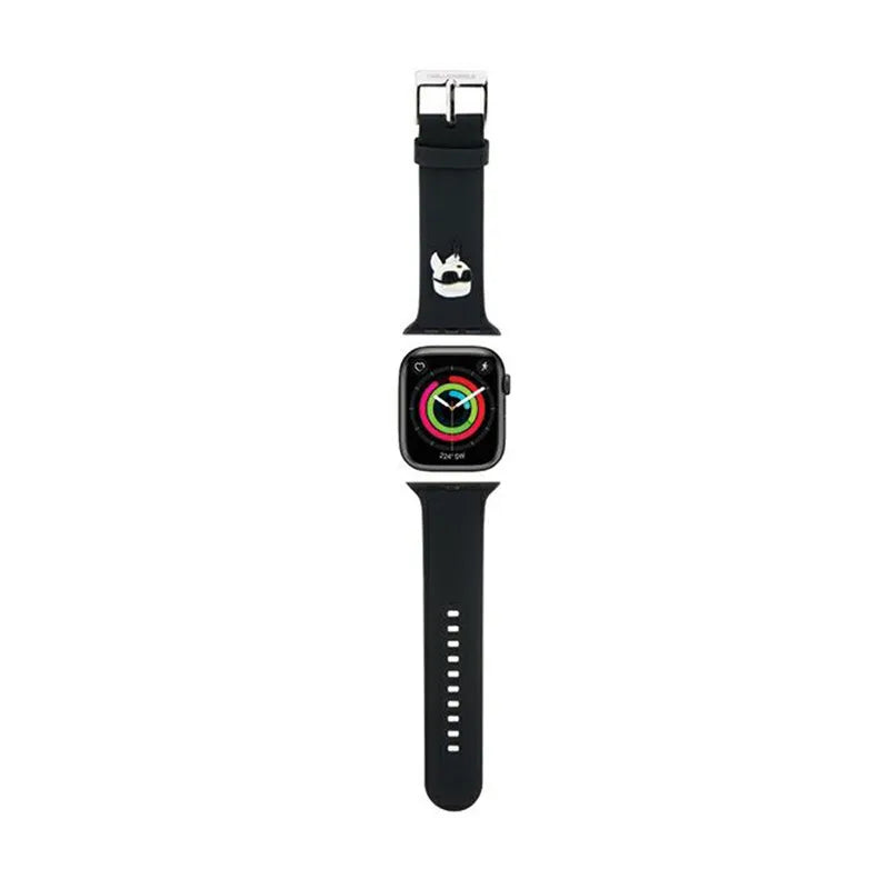 Karl Lagerfeld 3D guminė Karlo galvos NFT – dirželis, skirtas Apple Watch 38/40/41 mm (juodas)