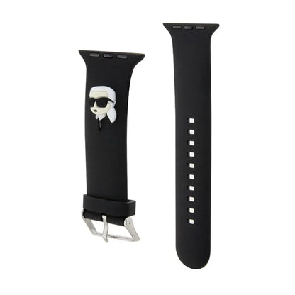 Karl Lagerfeld 3D guminė Karlo galvos NFT – dirželis, skirtas Apple Watch 38/40/41 mm (juodas)