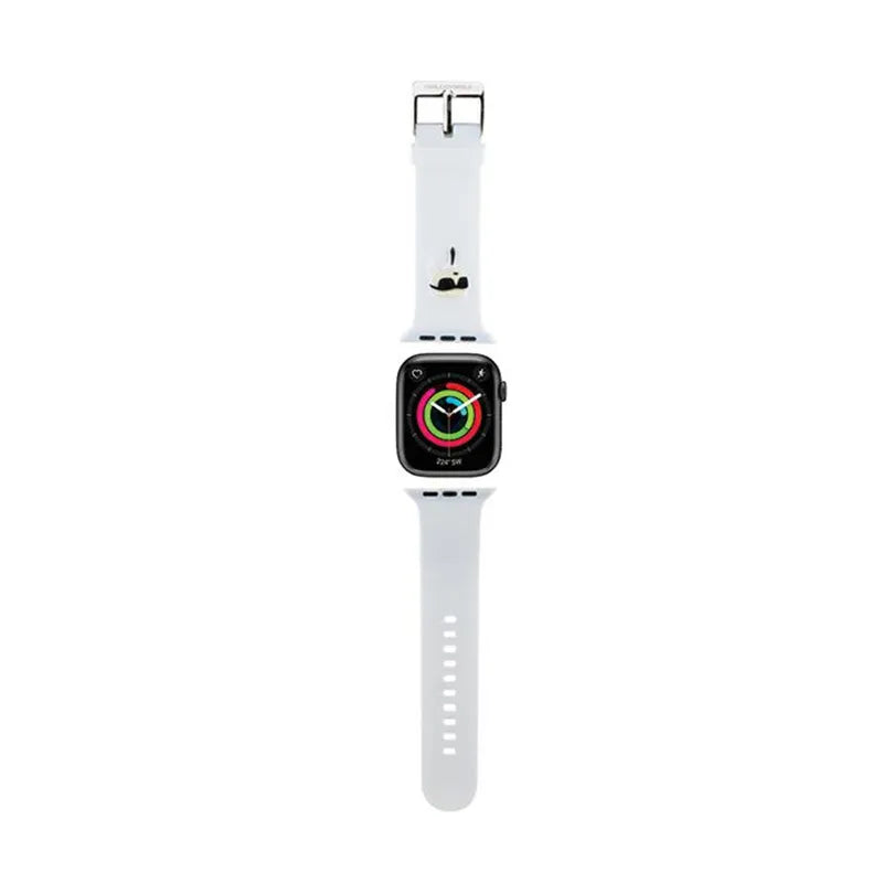 Karl Lagerfeld 3D Guminės Karlo Galvos NFT - dirželis, skirtas "Apple Watch" 42/44/45/49 mm (baltas)