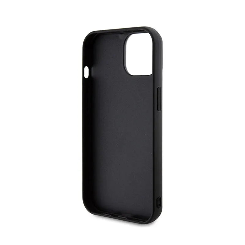 Karl Lagerfeld 3D guminis blizgučių logotipas – dėklas, skirtas iPhone 15 (juodas)